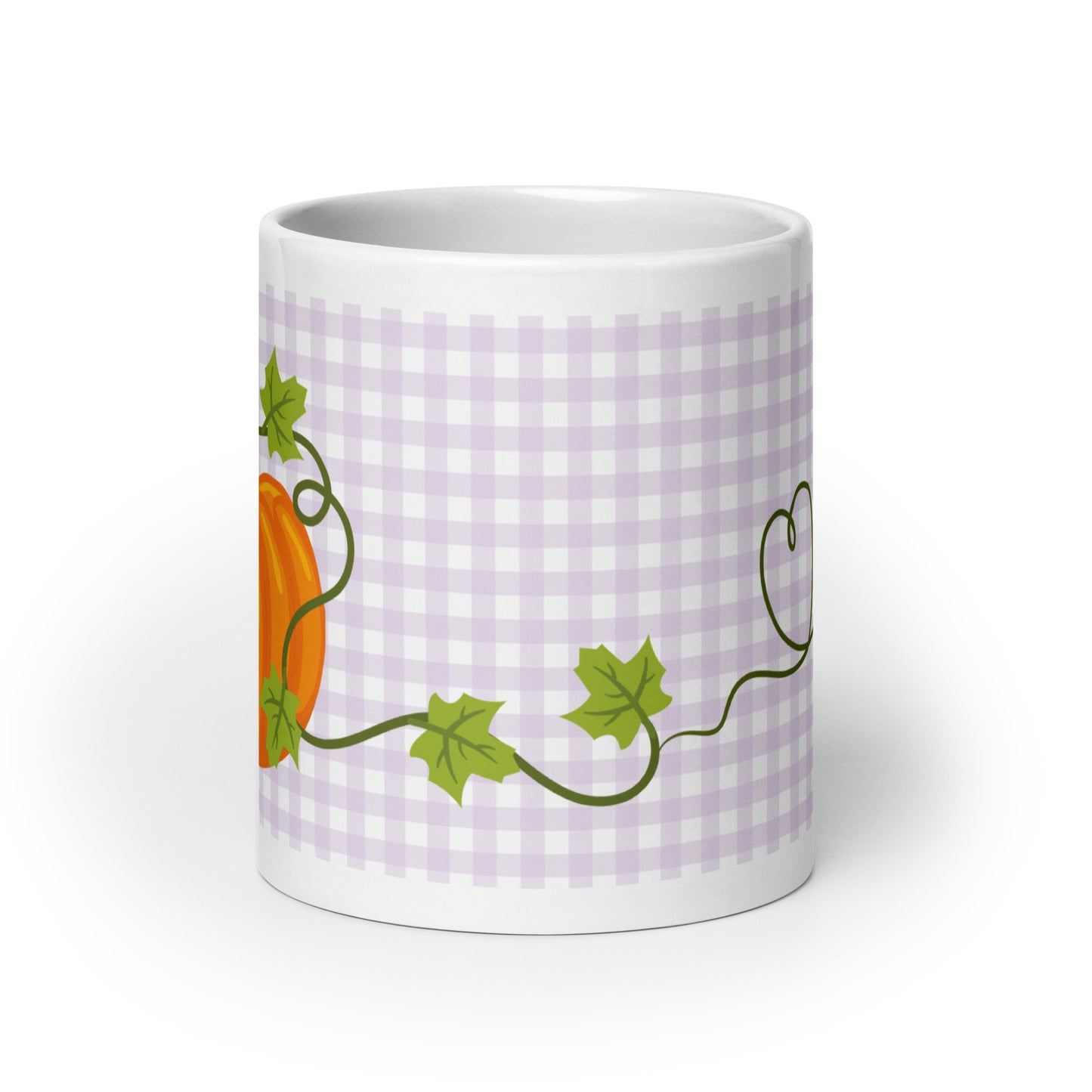 Glossy pumpkin sewing mug with needle and thread design – quilting coffee cup gift for sewists