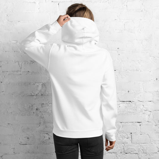 Women’s hoodie with “Messy Buns and Bare Feet Quilt Club” design – sketch of woman with messy bun – quilting gift for sewists